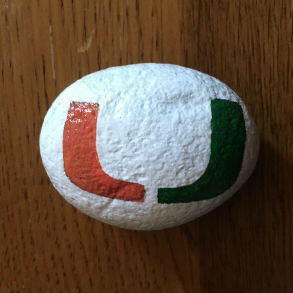 University of Miami logo painted rock - Picture 1 of 1